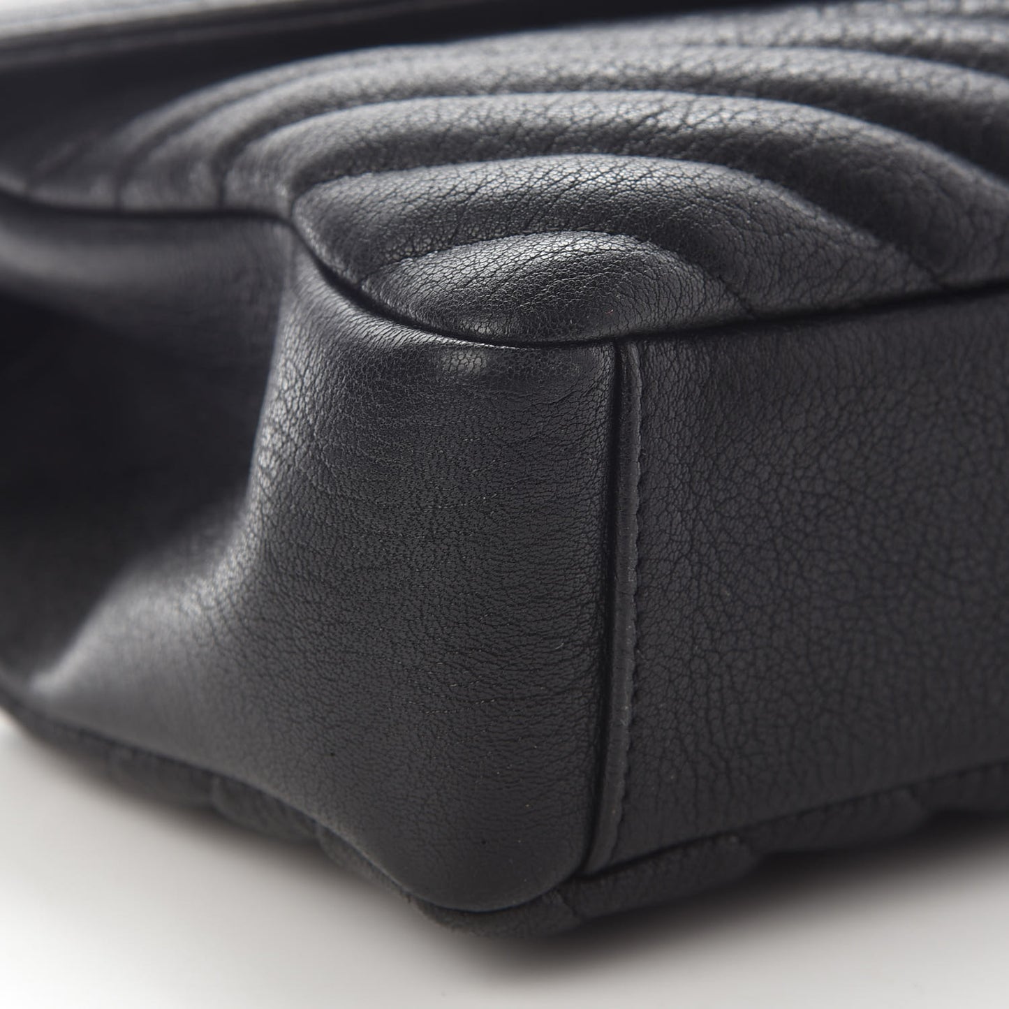 Sheepskin Matelasse Chevron Monogram Large College Satchel Black