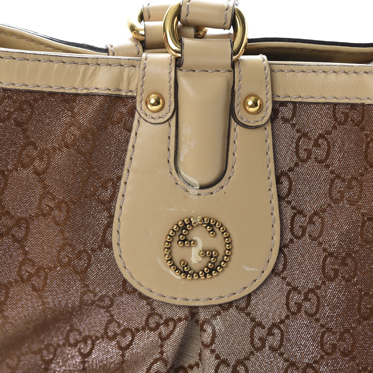 Gucci Monogram Lurex Medium Scarlett Studded Tote Beige 13 of 15