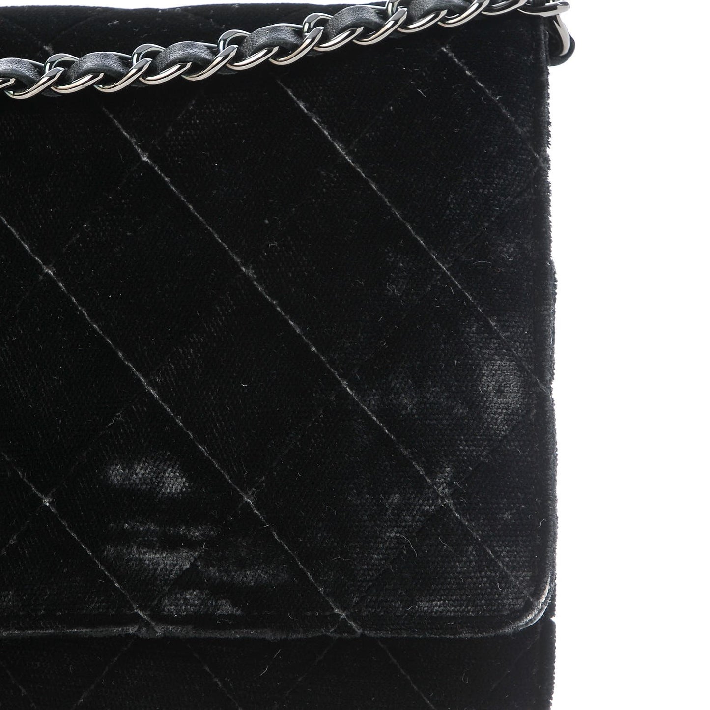 Velvet Quilted Wallet On Chain WOC Black