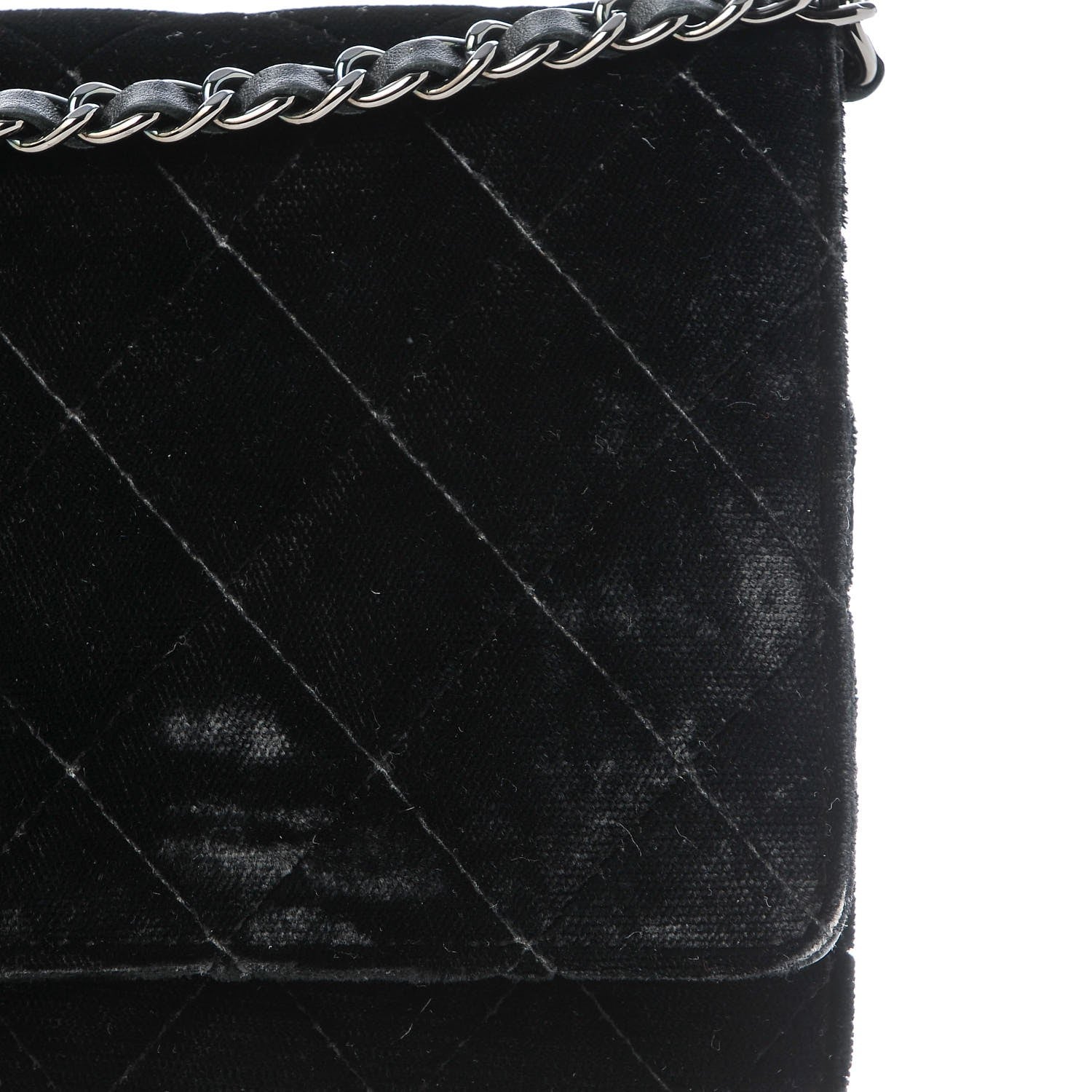 Chanel Velvet Quilted Wallet On Chain WOC Black 9 of 12