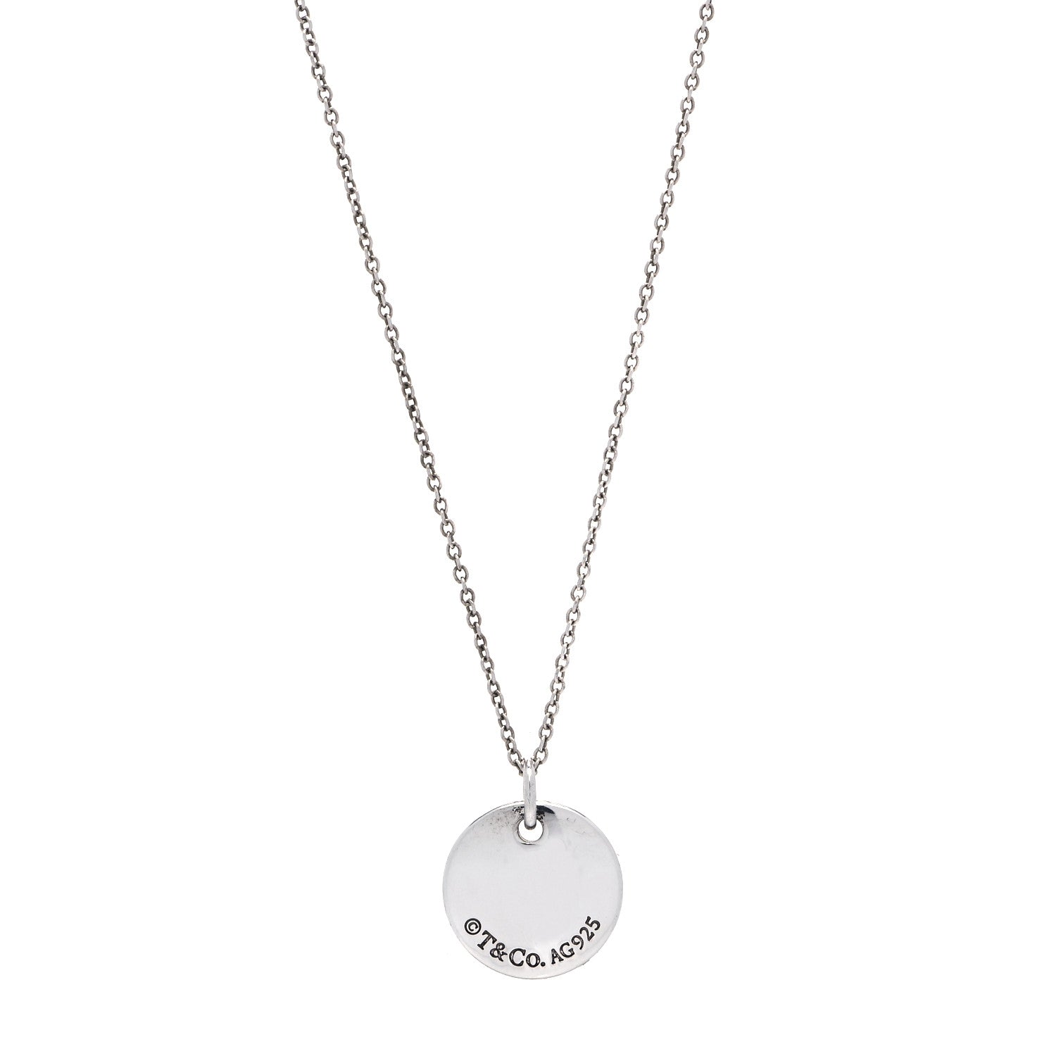 Tiffany Sterling Silver Letter Y Round Pendant Necklace 3 of 6