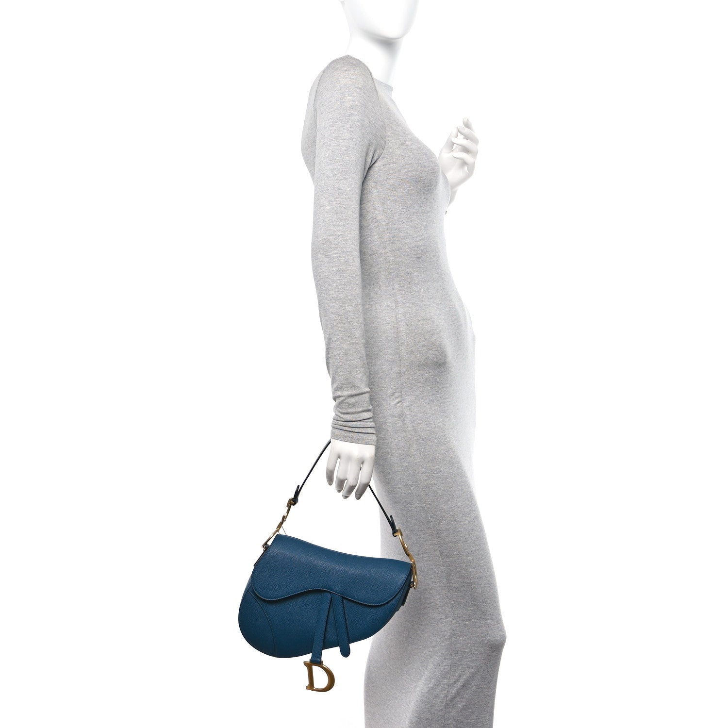 Christian Dior Grained Calfskin Saddle Bag Turquoise 2 of 10