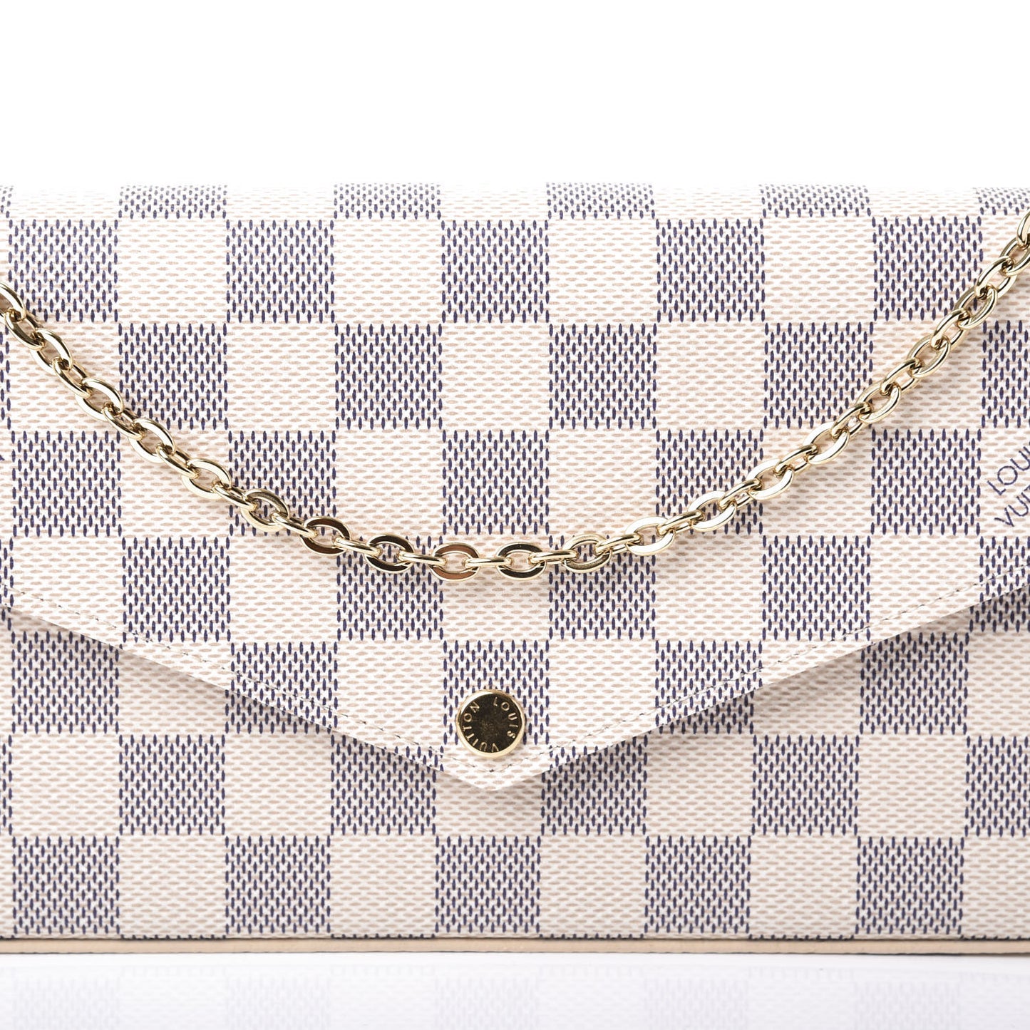 Damier Azur Pochette Felicie Chain Wallet Rose Ballerine