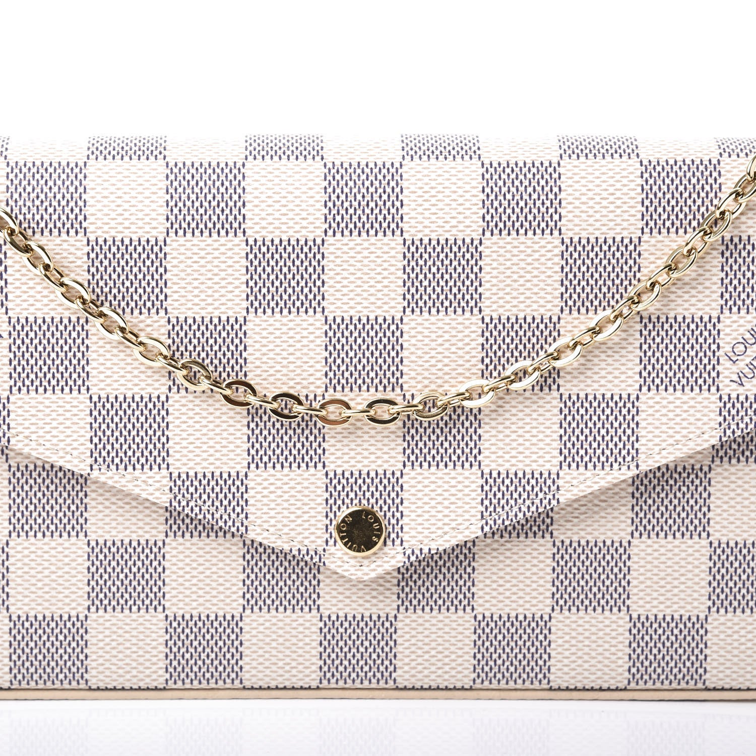 Louis Vuitton Damier Azur Pochette Felicie Chain Wallet Rose Ballerine 10 of 10