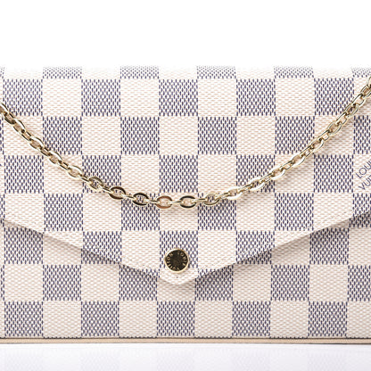 Louis Vuitton Damier Azur Pochette Felicie Chain Wallet Rose Ballerine 10 of 10