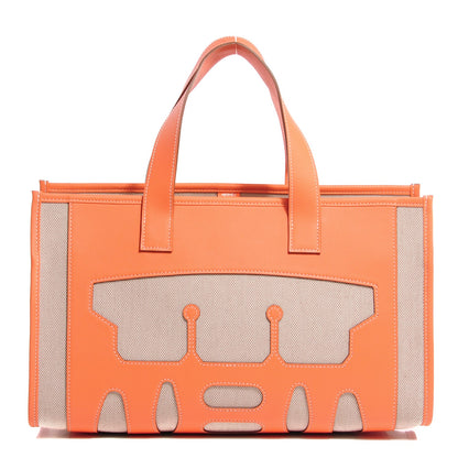 Hermes Swift Toile Petit H Decoupe Basse PM Skeleton Tote Crevette Natural 1 of 7