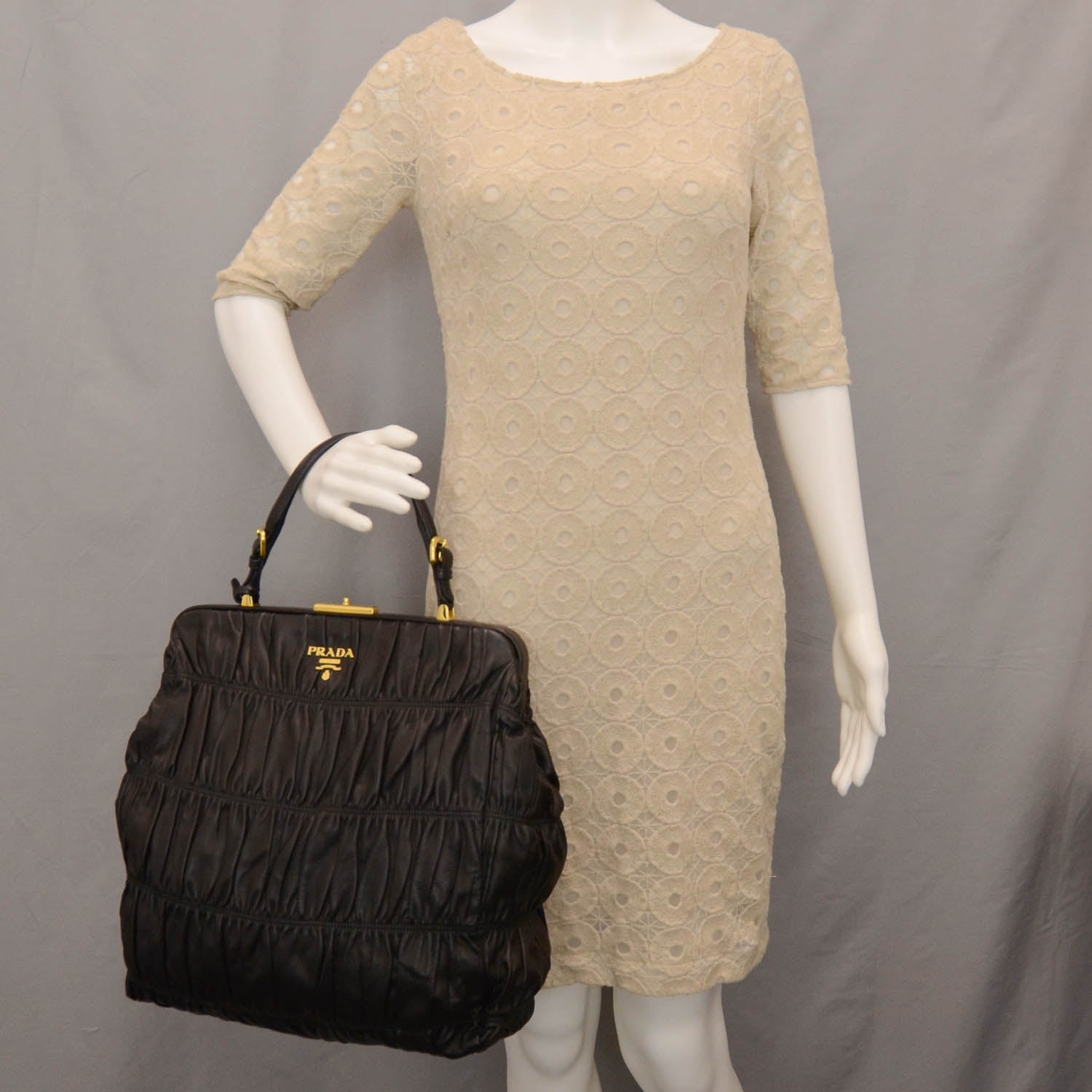 Prada Nappa Leather Gaufre Framed Bag Nero Black 2 of 8