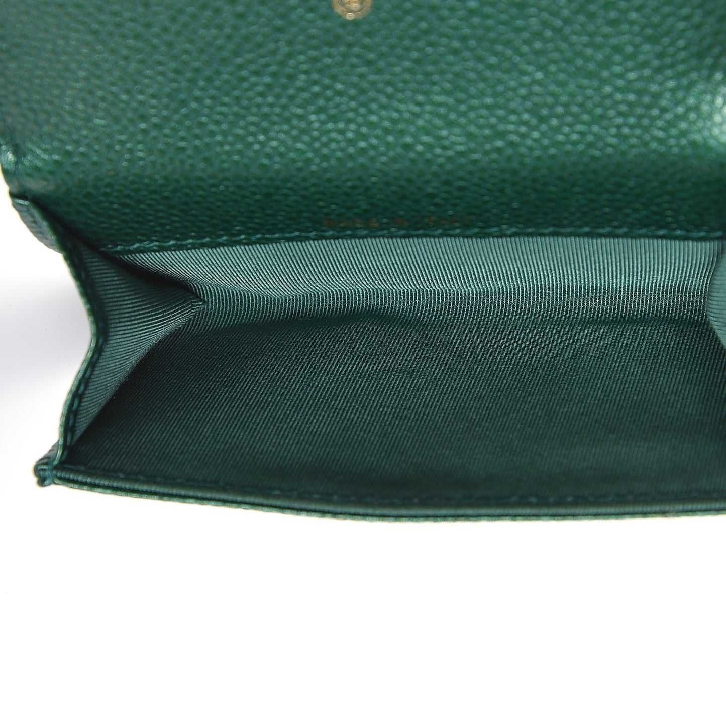 Metallic Caviar Quilted Card Holder Green