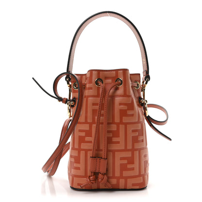 Fendi Vitello Termosport F is Fendi FF 1974 Embossed Mini Mon Tresor Bucket Bag Brick 1 of 10