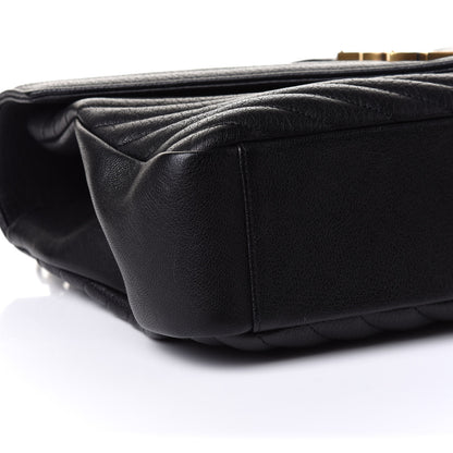 Saint Laurent Sheepskin Matelasse Chevron Monogram Large College Satchel Black 10 of 12
