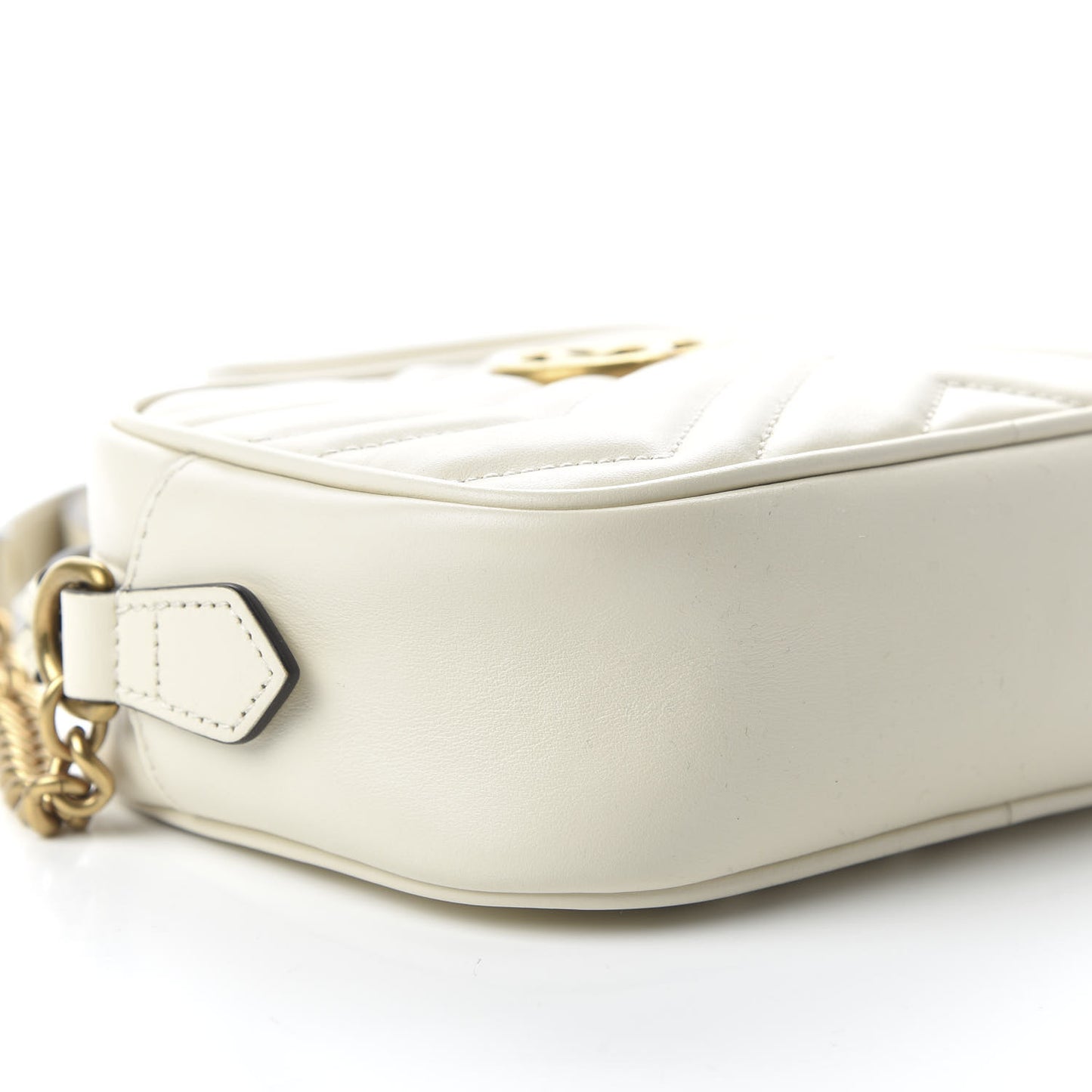 Calfskin Matelasse Mini GG Marmont Chain Shoulder Bag White