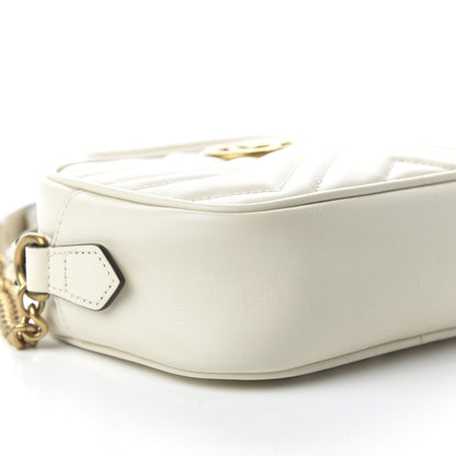 Gucci Calfskin Matelasse Mini GG Marmont Chain Shoulder Bag White 6 of 10
