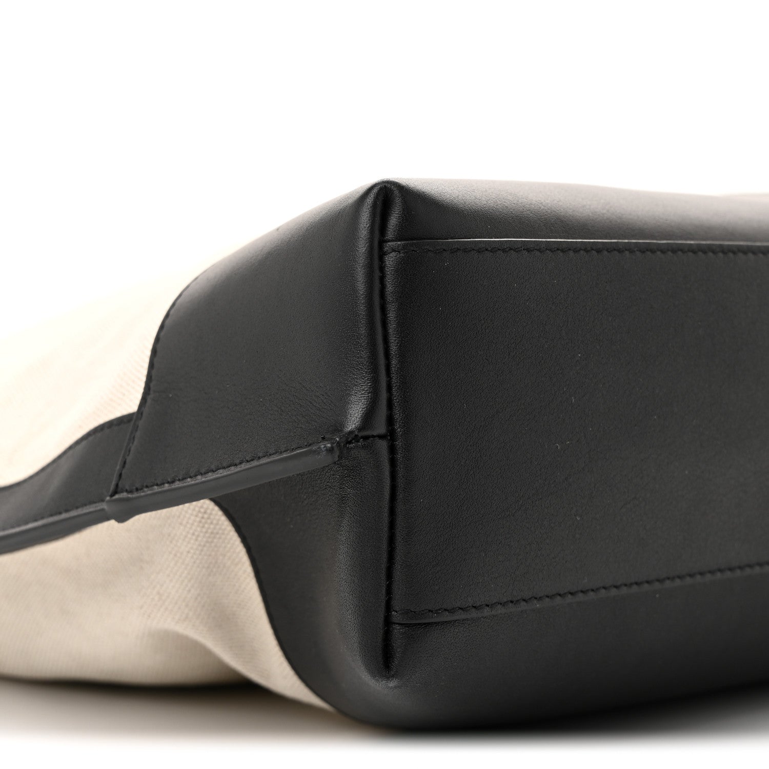 Saint Laurent Canvas Calfskin Tag Hobo White Black 10 of 13