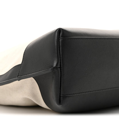 Saint Laurent Canvas Calfskin Tag Hobo White Black 10 of 13