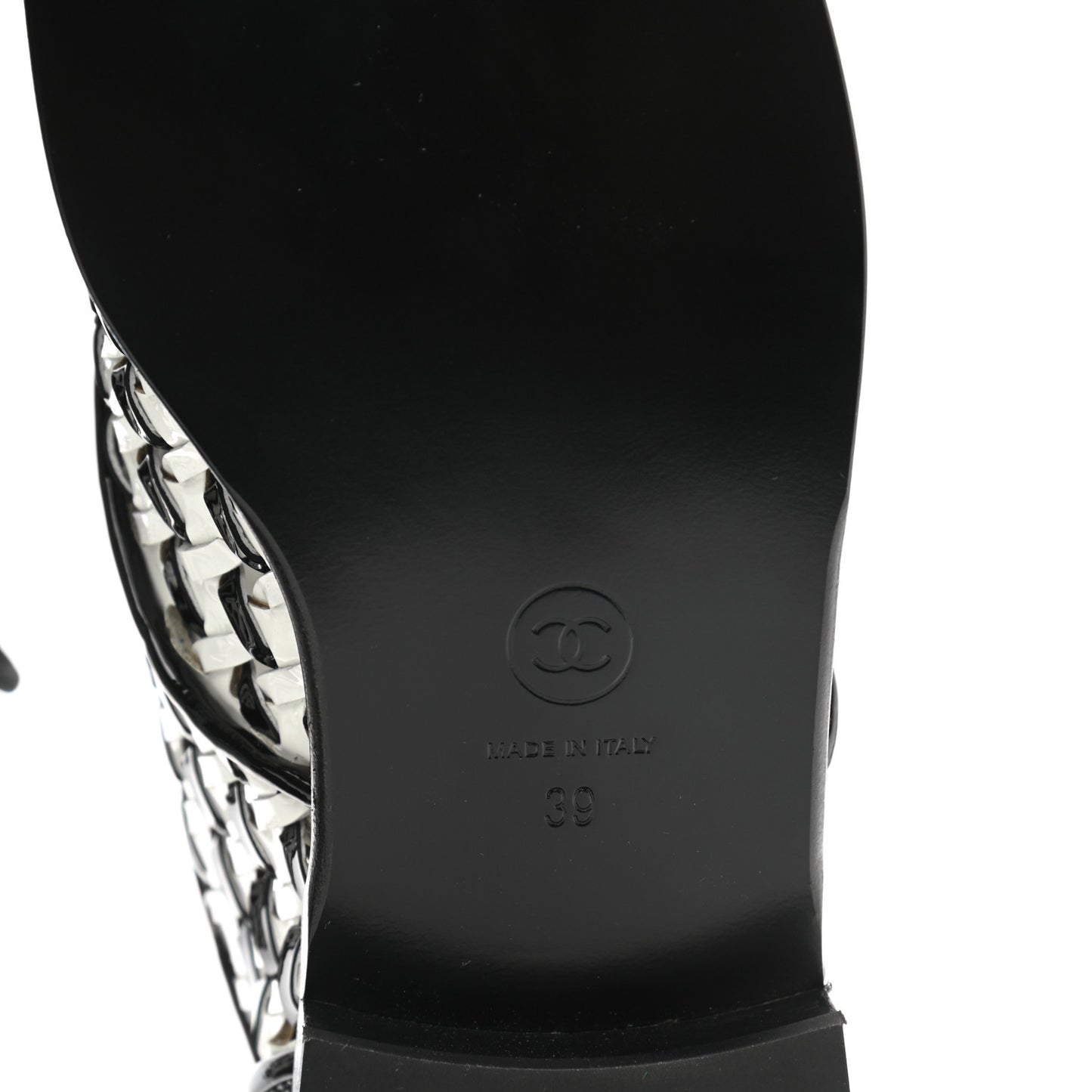 Lambskin Braided Patent CC Lace Up Oxfords 39 Black White