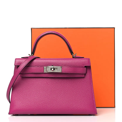 Hermes Chevre Mysore Mini Kelly Sellier 20 Rose Pourpre 13 of 13