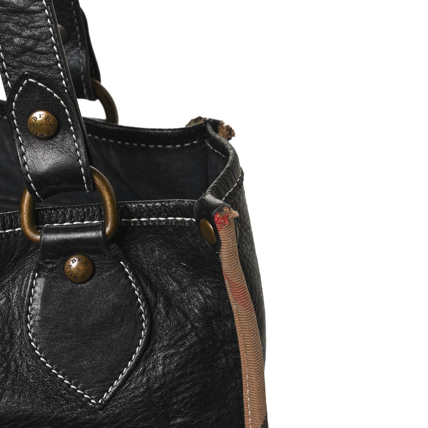Burberry Calfskin Nova Check Trim Shoulder Bag Black 13 of 14