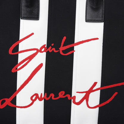Saint Laurent Canvas Noe Striped Tote Black White 7 of 12