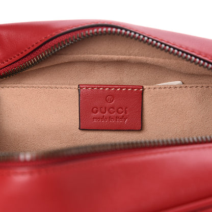 Gucci Calfskin Matelasse Small GG Marmont Chain Shoulder Bag Hibiscus Red 6 of 11