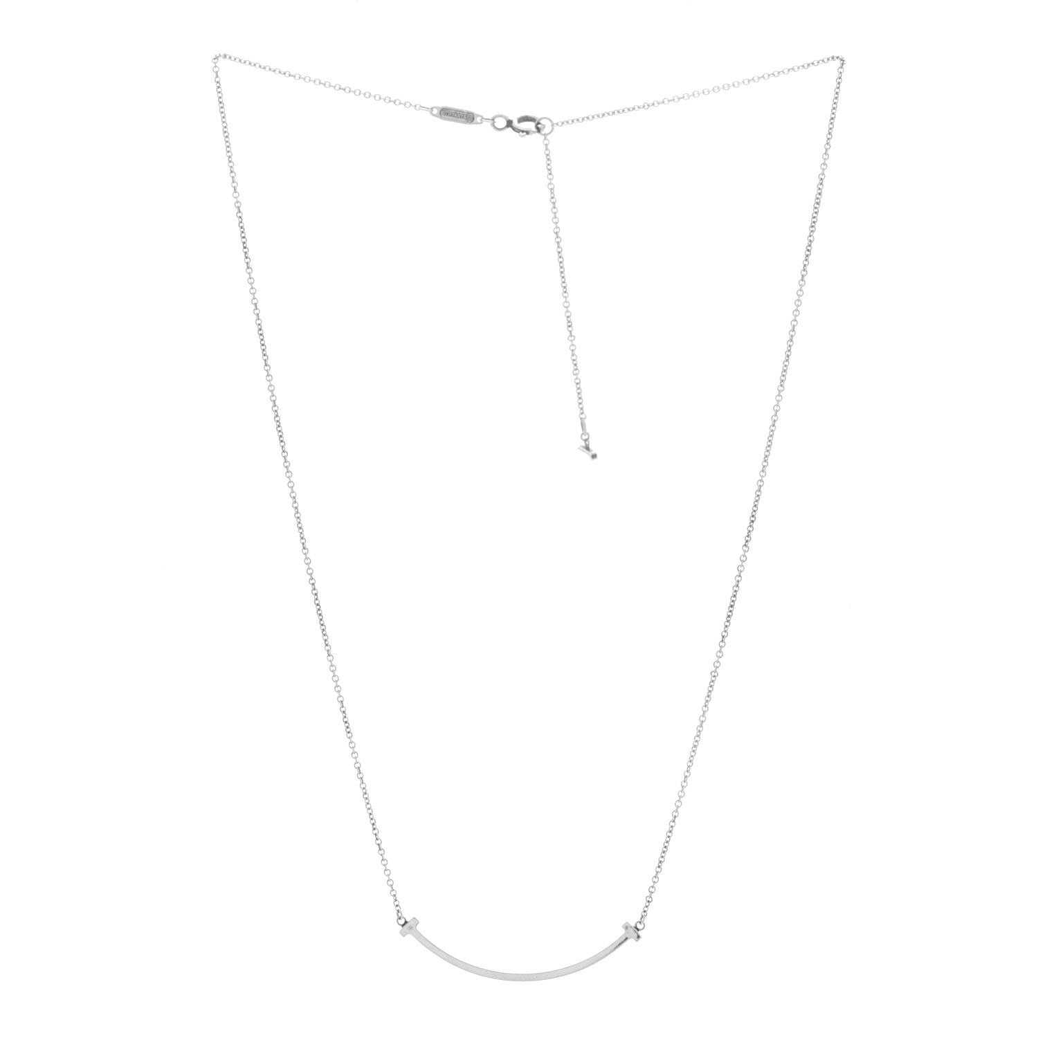 Tiffany Sterling Silver Small T Smile Pendant Necklace 3 of 6