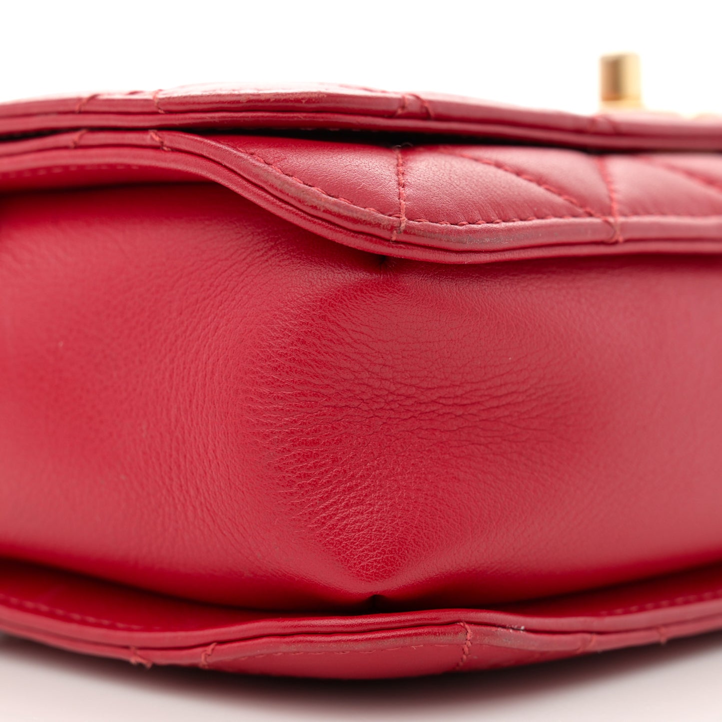 Lambskin Quilted Multiple Chain Flap Red