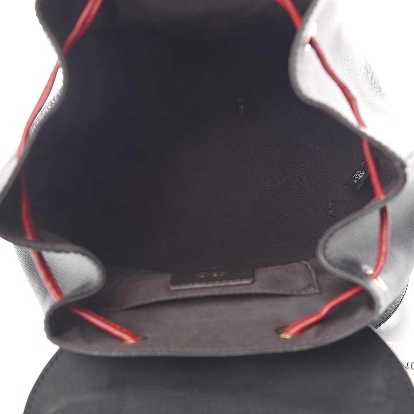 Vitello Cruise Bi-Color FF 1974 Embossed F is Fendi Drawstring Backpack Black Fragola Maya