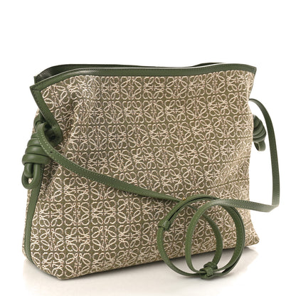 Loewe Jacquard Anagram Calfskin Herbarium Embroidered Flamenco Knot Clutch Avocado Green 3 of 9