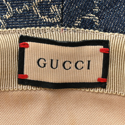 Gucci Eco Washed Denim GG Monogram Brim Hat L Blue Ivory 8 of 10