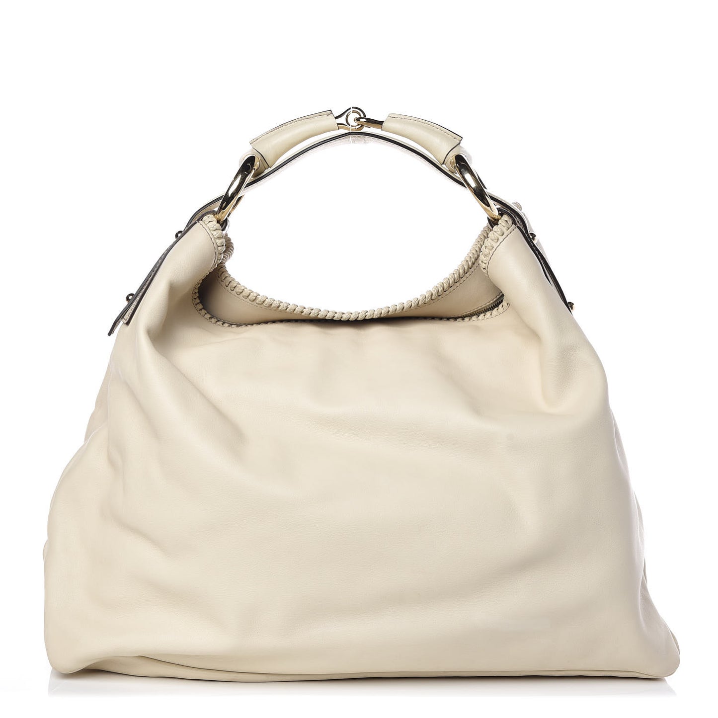 Calfskin Large Horsebit Chain Hobo Ivory