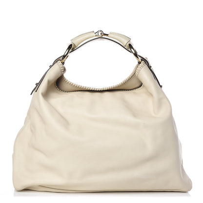 Gucci Calfskin Large Horsebit Chain Hobo Ivory 1 of 9