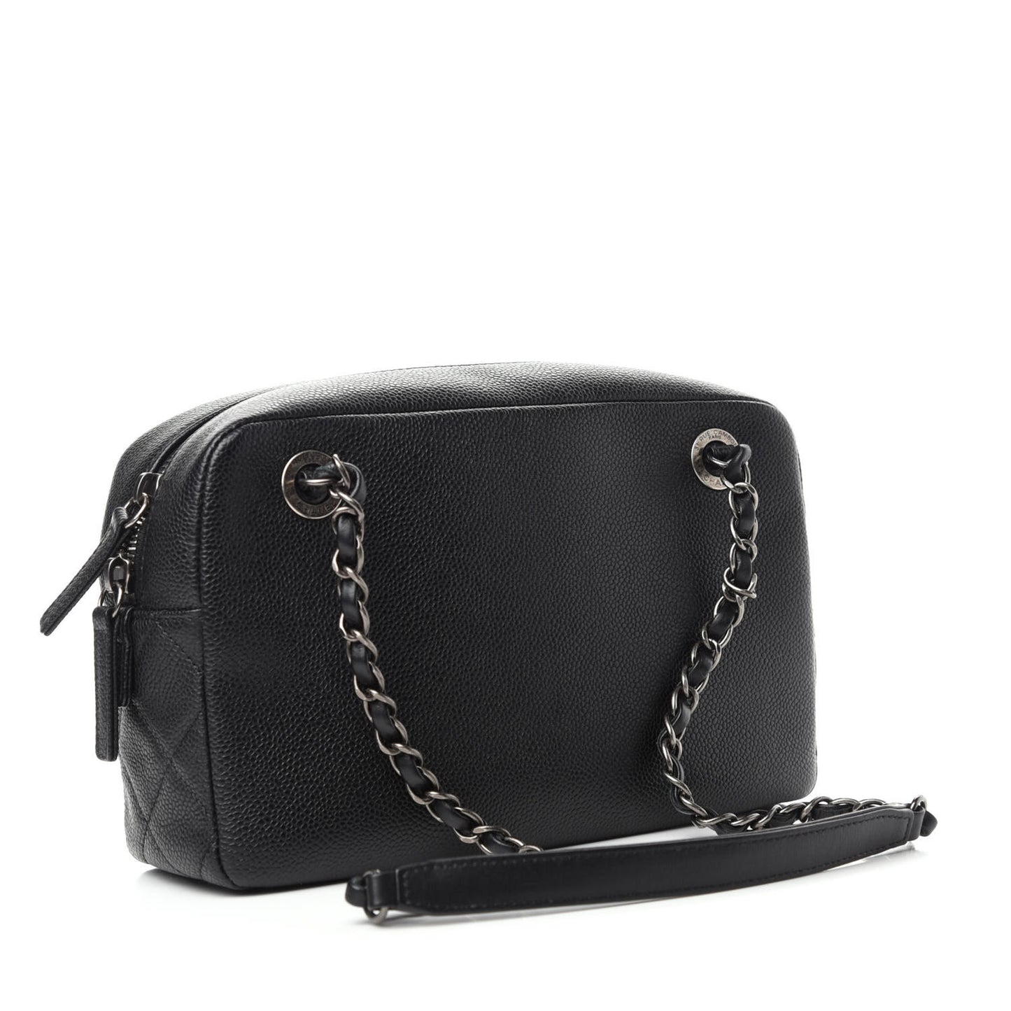 Caviar Lambskin Quilted Coco Break Camera Case Black
