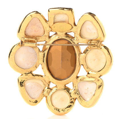 Chanel Gripoix Poured Glass Pearl Brooch Gold Blue 3 of 5