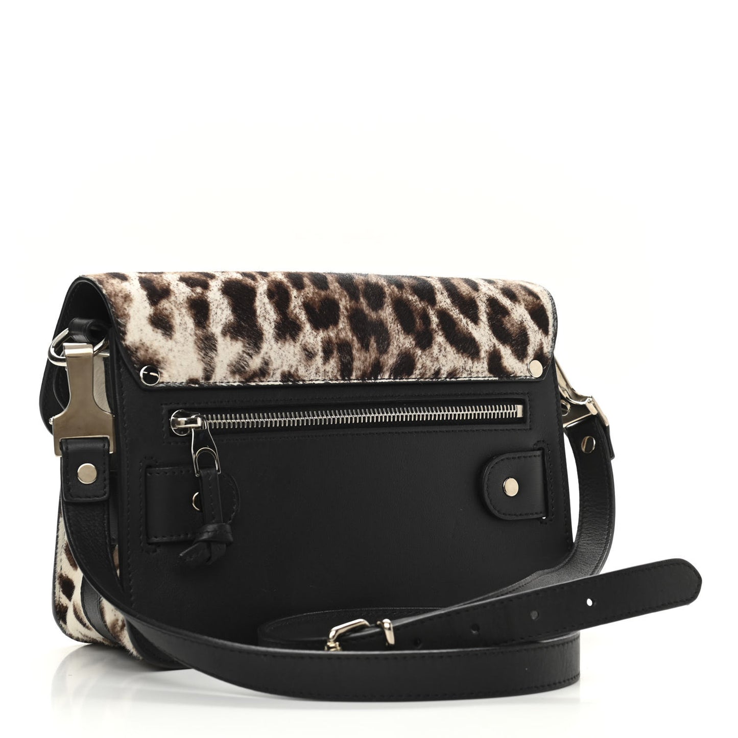 Calf Hair Leopard Print Mini PS11 Classic Shoulder Bag Black