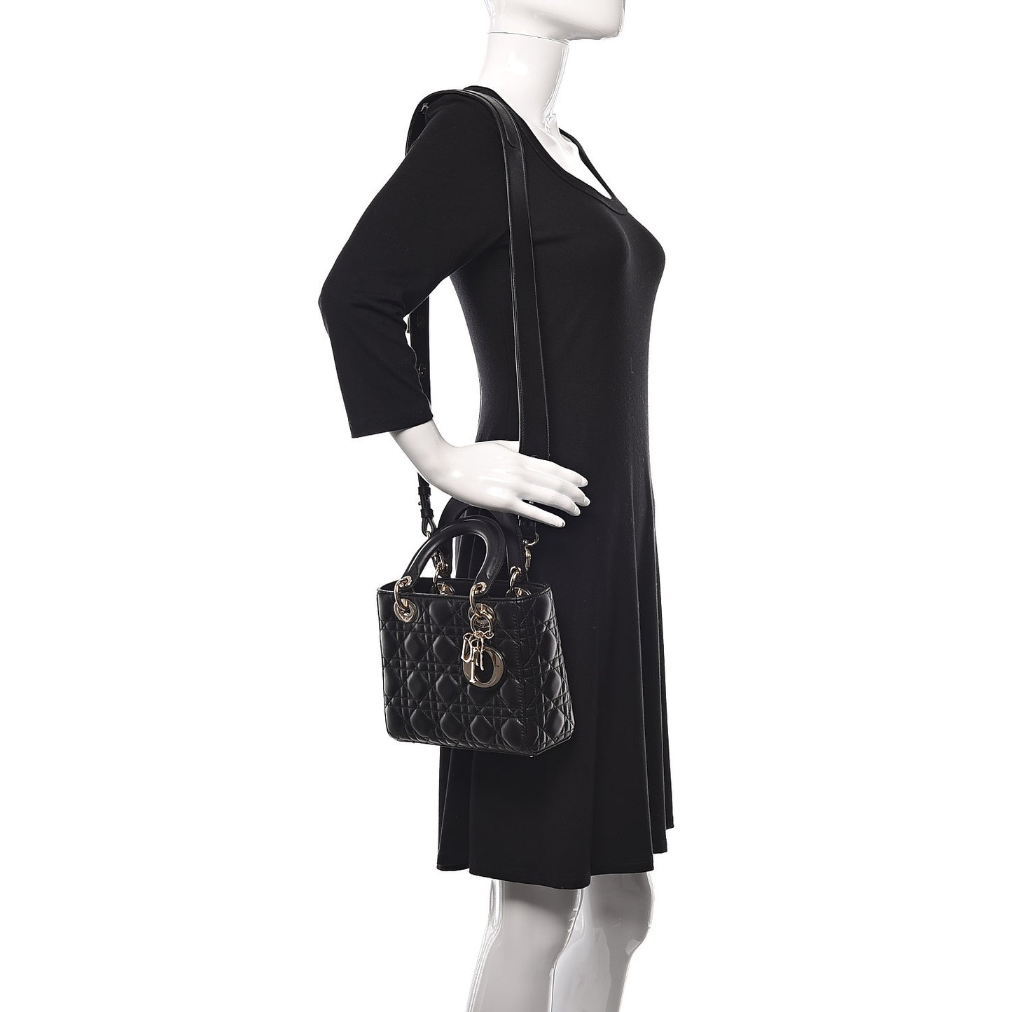 Lambskin Cannage Small Lucky Badges My Lady Dior Black