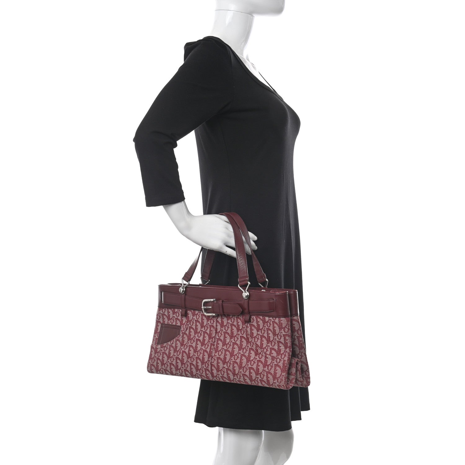 Christian Dior Calfskin Monogram Jeans Pocket Tote Red 2 of 17