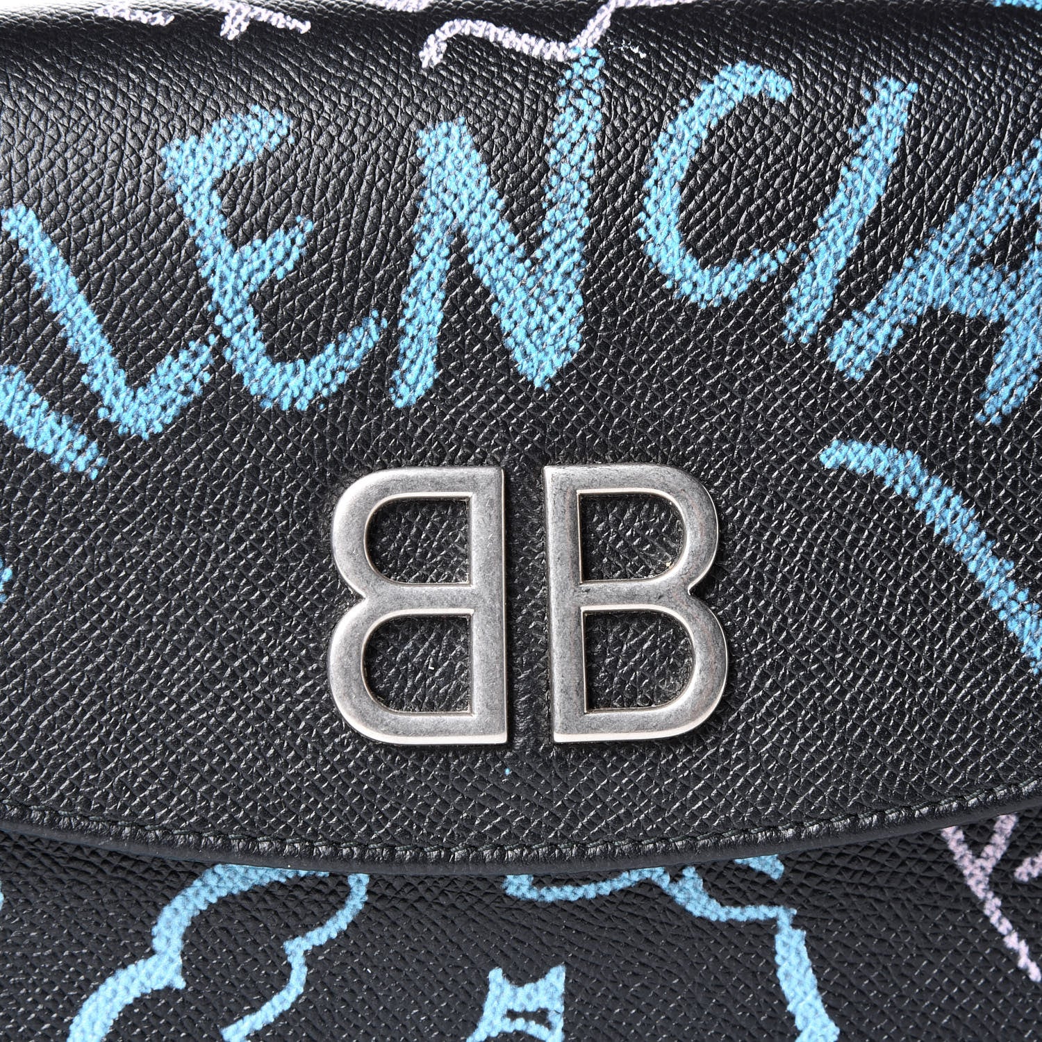 Balenciaga Calfskin Graffiti BB Chain Wallet Black Multicolor 8 of 8
