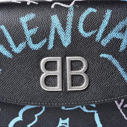 Balenciaga Calfskin Graffiti BB Chain Wallet Black Multicolor 8 of 8