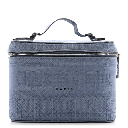 Christian Dior Canvas Embroidered Cannage Diortravel Vanity Case Blue 1 of 9