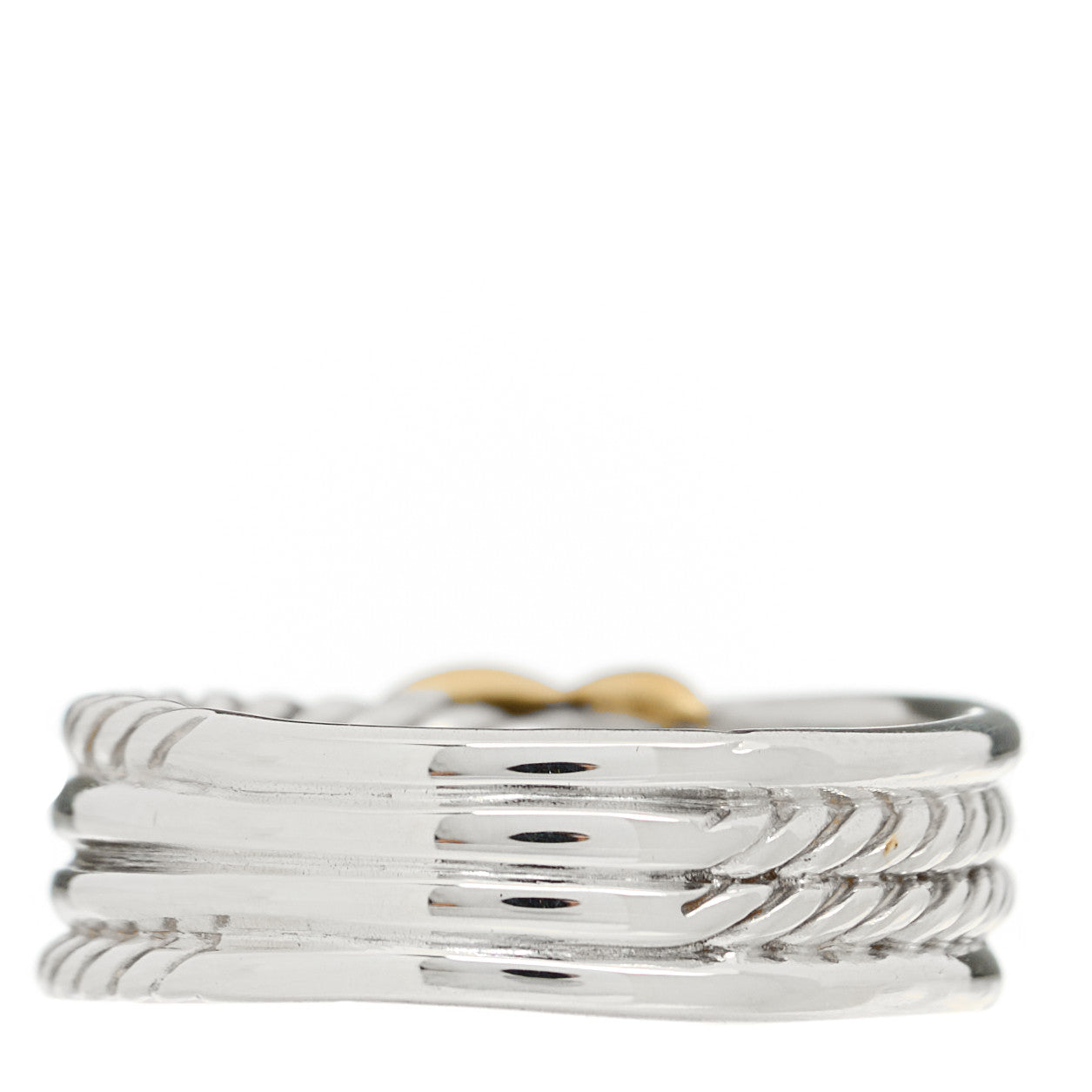 David Yurman Sterling Silver 18K Yellow Gold 6mm X Crossover Ring 54 7 3 of 4