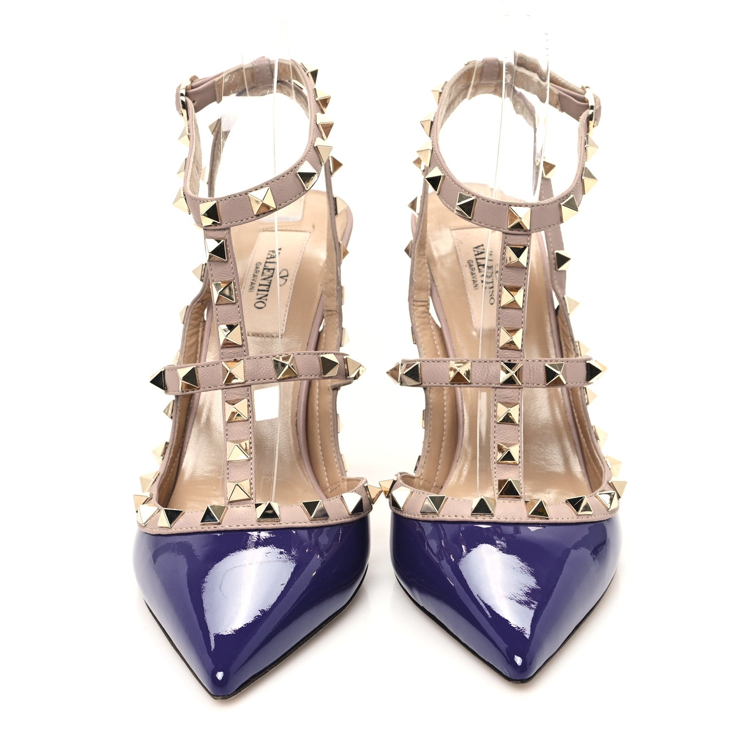 Valentino Garavani Patent Nappa Rockstud Ankle Strap 100mm Pumps 38 Purple Poudre 3 of 9
