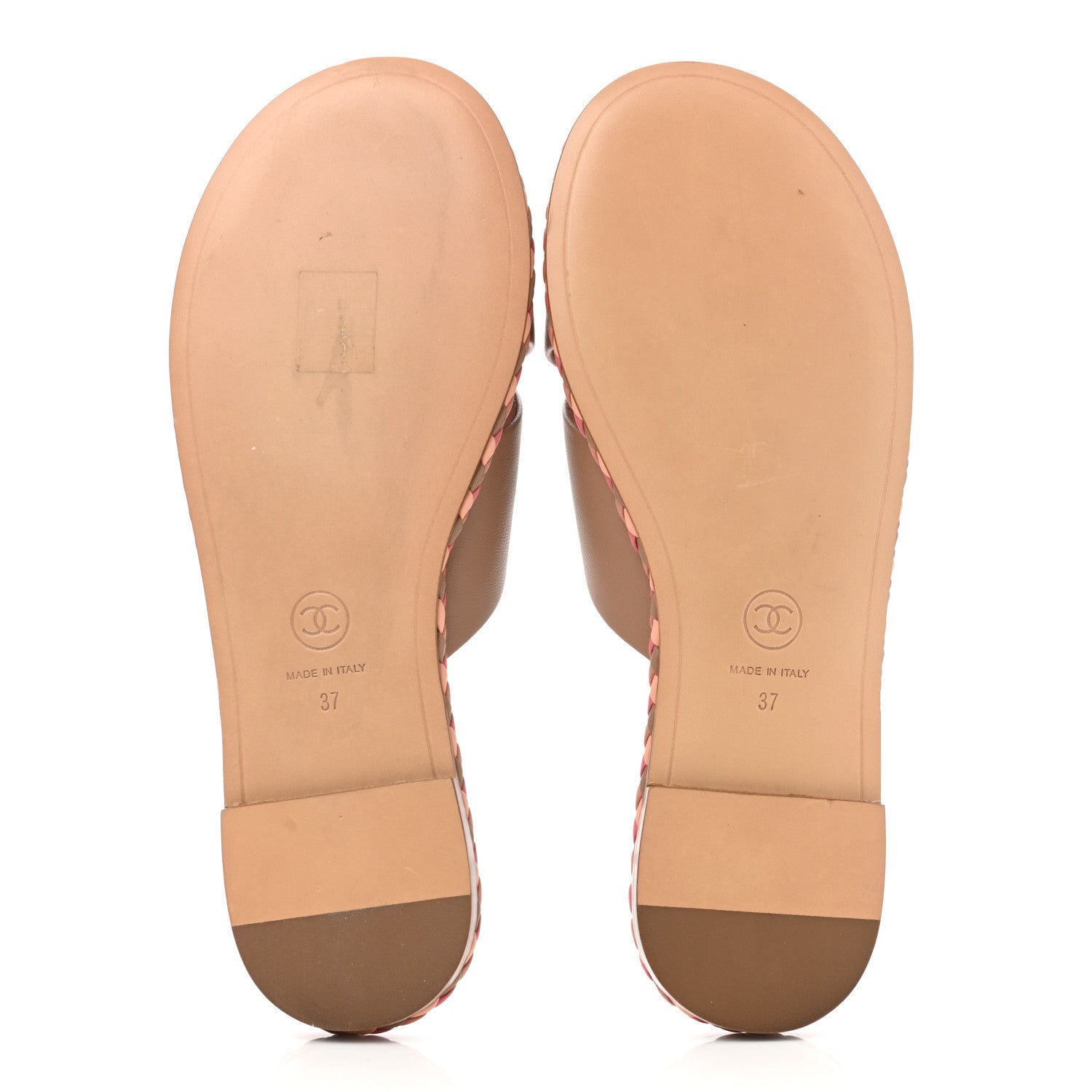 Chanel Lambskin Braided Mule Sandals 37 Light Brown 5 of 9