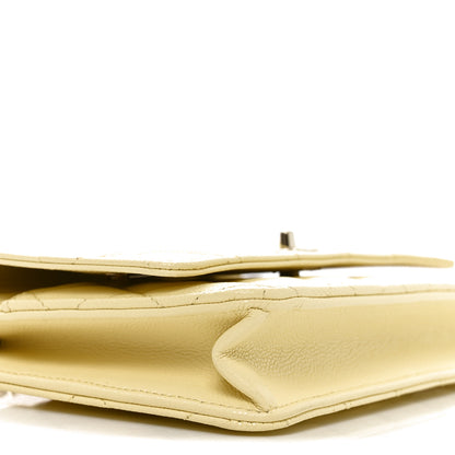 Chanel Caviar Quilted CC Turnlock Wallet On Chain WOC Light Yellow 19 of 23