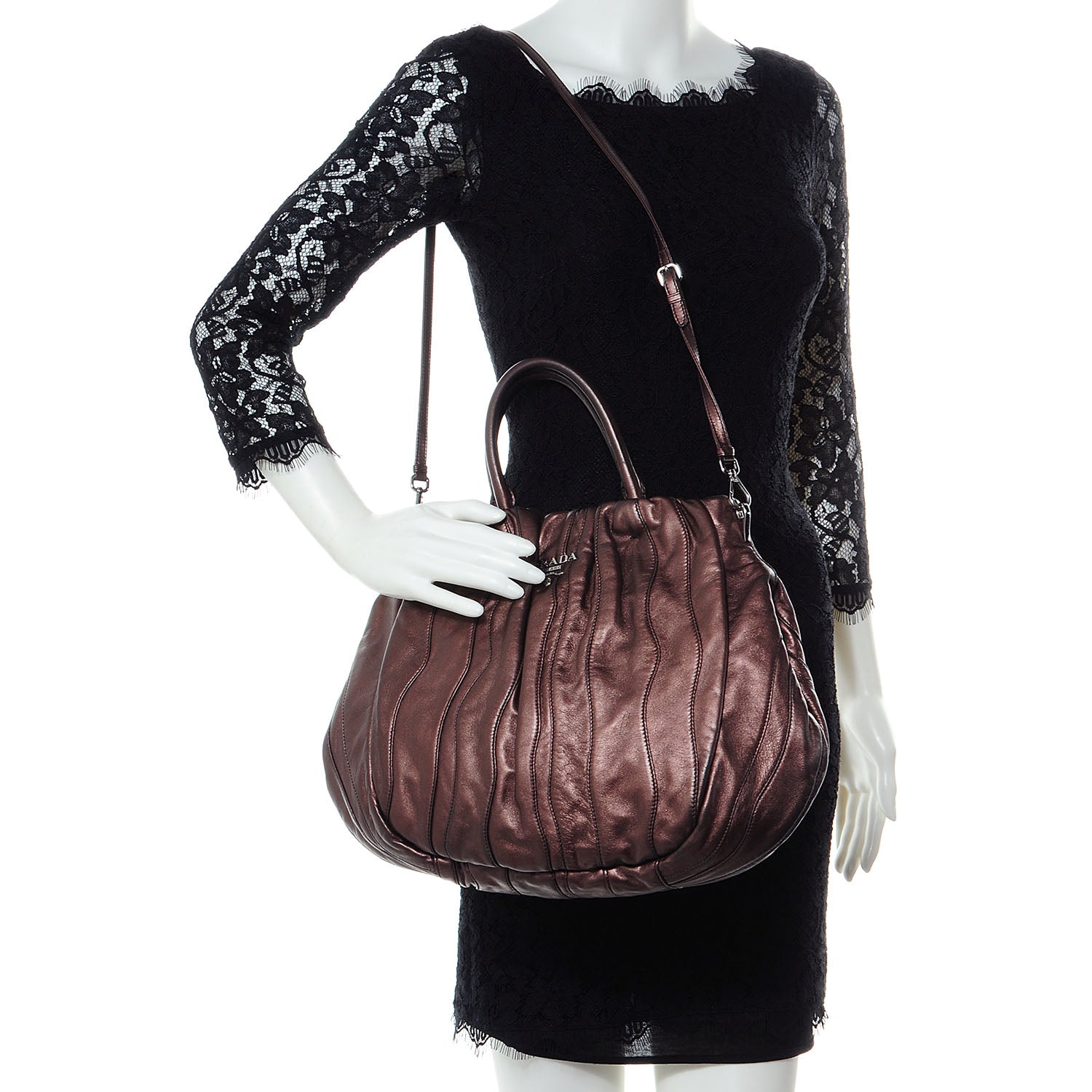 Prada Nappa Mordore Stripes Shoulder Bag Ribes 2 of 9