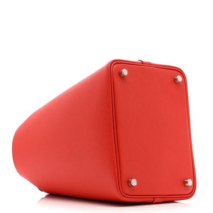 Hermes Epsom Tressage De Cuir Picotin Lock 18 PM Capucine Celeste Rouge H 4 of 11