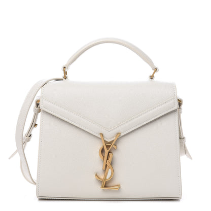 Saint Laurent Grain de Poudre Mini Classic Monogram Cassandra Top Handle Vintage White 1 of 8