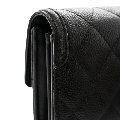 Chanel Caviar Quilted Filigree Large Gusset Flap Wallet Black 9 of 10