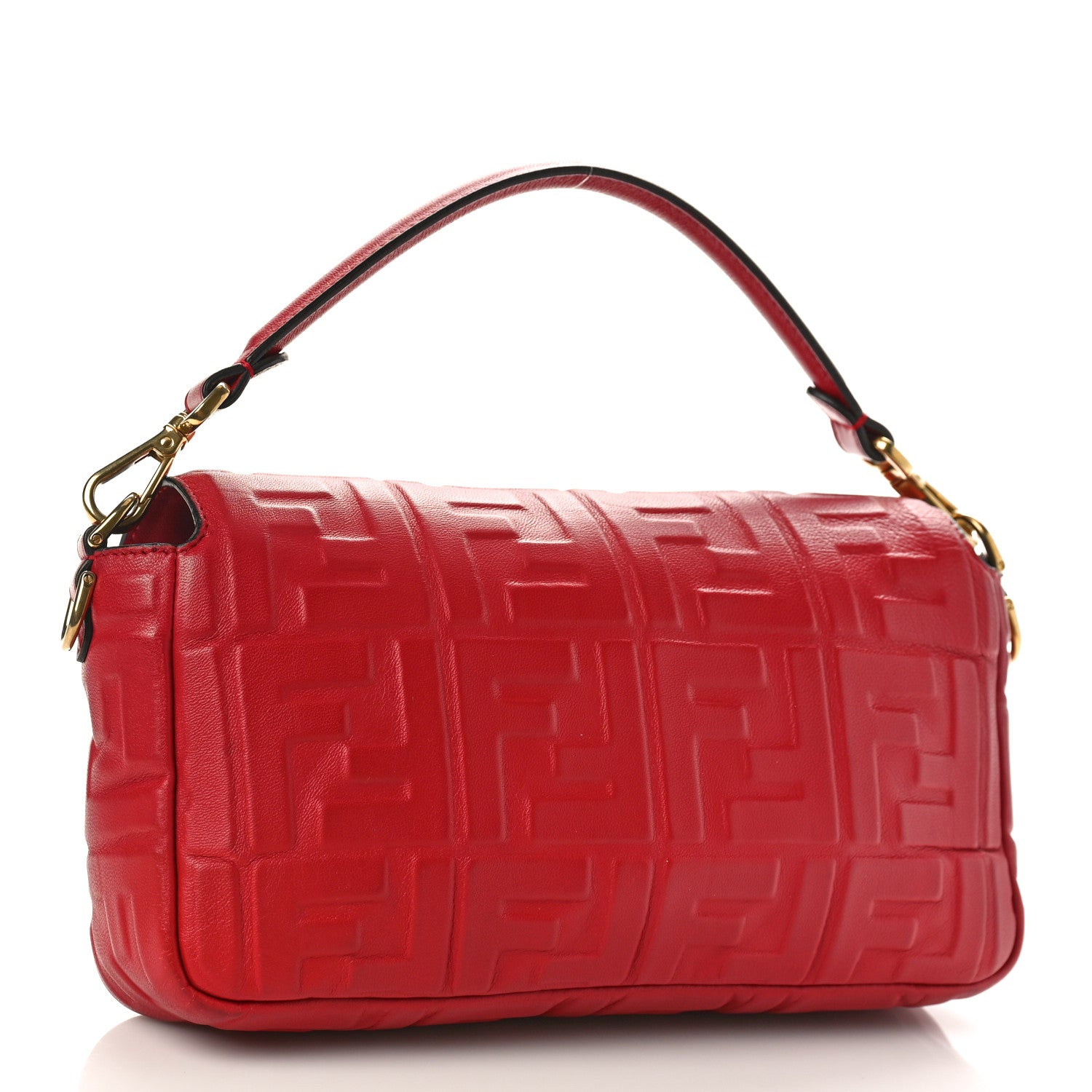 Fendi Nappa FF 1974 Embossed Baguette Fragola 2 of 7