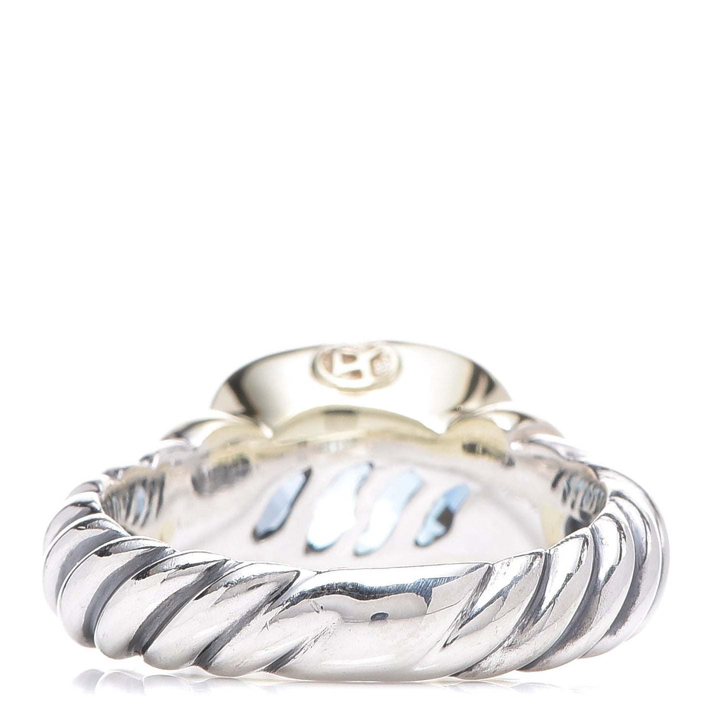 Sterling Silver 14K Yellow Gold Blue Topaz 10mm Noblesse Ring 52 6