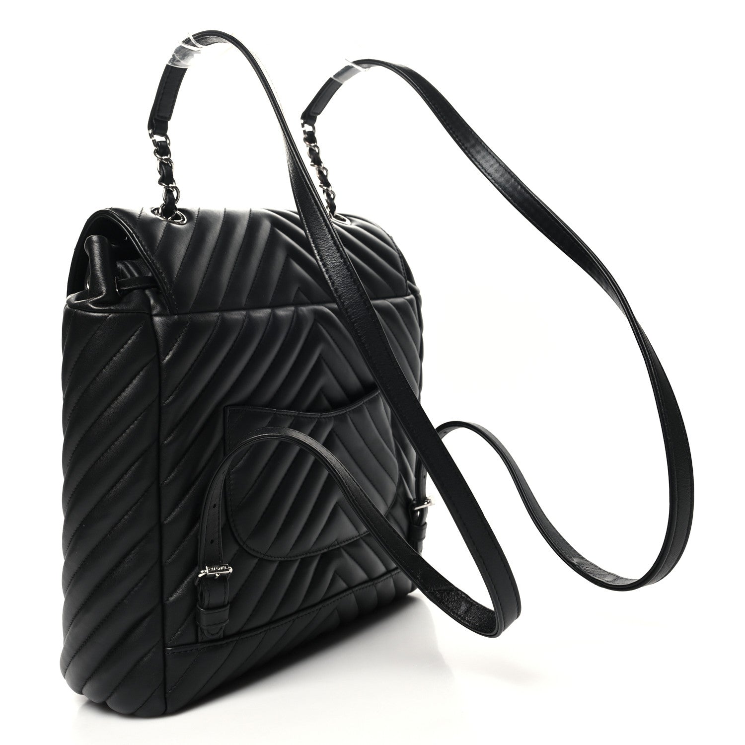 Chanel Calfskin Chevron Quilted Large Urban Spirit Backpack Black 3 of 13