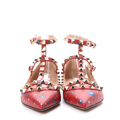 Valentino Garavani Nappa Volcano Print Rockstud Cage Ballerina Flats 35 Rosso 2 of 8